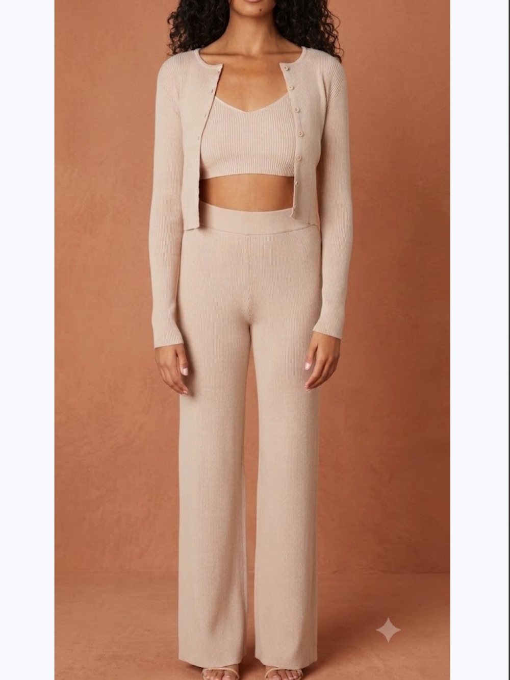 NIA Ribbed Knit Wide-Leg Pants twin set NWT SIZE L